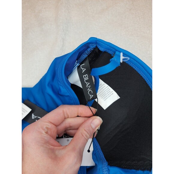 NWT La Blanca Island Goddess Bandeau Tankini Top Hipster Bottom Size 6 Blue - Picture 4 of 9